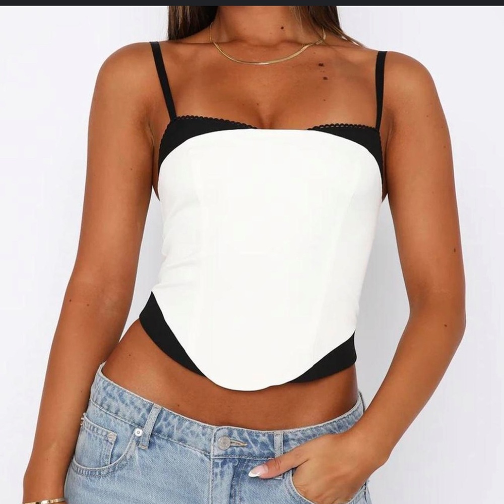 White Fox Boutique Black and White Corset Top